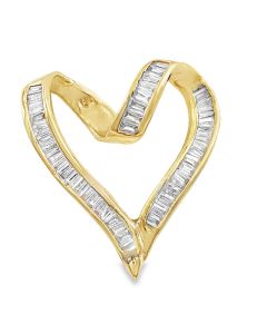 Estate Yellow Gold and Diamond Heart Pendant