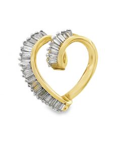 Estate Yellow Gold and Diamond Heart Pendant