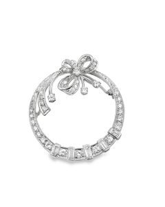 Estate 1950's White Gold and Diamond Circle Brooch