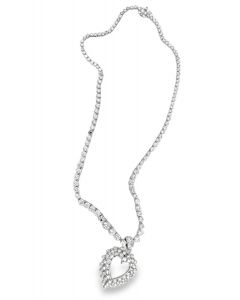 Estate White Gold and Diamond Heard Pendant Rivière Necklace 