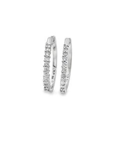 Estate White Gold and Diamond Hoop Earrings 