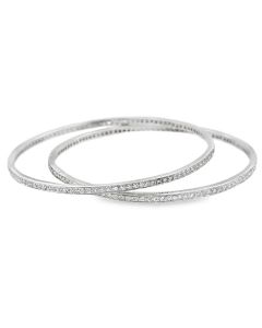 Estate Collection of (2) White Gold and Diamond Bangle Bracelets 