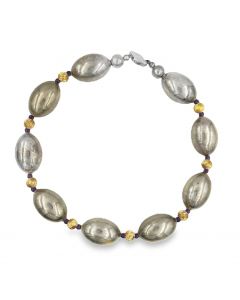 Estate Vintage Sterling Silver and Gold Bead Necklace 
