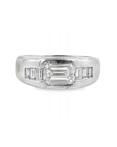 Estate Art Deco Platinum and Diamond Bar Mitzvah Ring