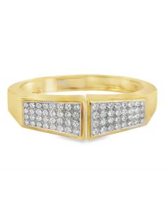 Estate Yellow Gold and Diamond Bangle Cuff Bracelet 