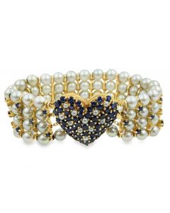 Estate Sapphire and Diamond Heart Bracelet 