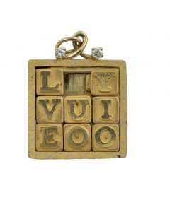 Estate Yellow Gold "I Love You" Jigsaw Pendant by Dankner