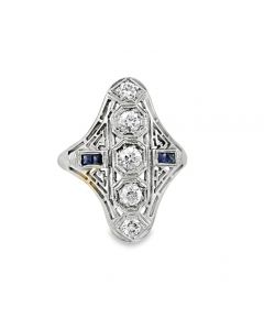 Estate Art Deco White Gold and Diamond Ring 