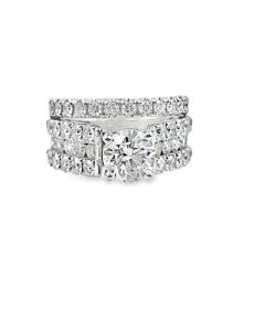 Estate White Gold Diamond Semi Mount Wedding Ring and Band 