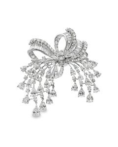 Estate Vintage Platinum and Diamond Bow Brooch