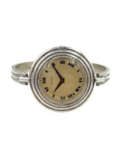 Estate Sterling Silver Bangle Wristwatch By Gucci 