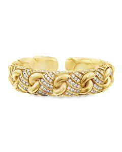 Estate Vintage Diamond Cuff Bangle Bracelet by Bulgari
