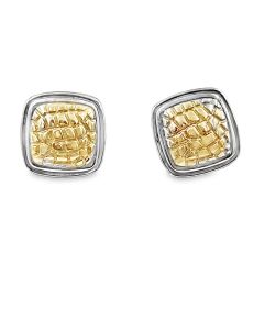 Estate Sterling Silver and Yellow Gold "Python" Clip Earrings by Krypell