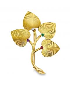 Estate Vintage Gemstone Floral Brooch By Tiffany & Co. 