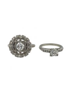 Estate Platinum Diamond Engagement Rings (2)