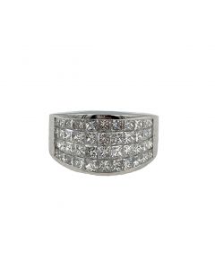 Estate Vintage White Gold and Invisibly Set Diamond Ring 