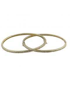 Estate Collection of (2) Yellow Gold and Diamond Bangle Bracelets  
