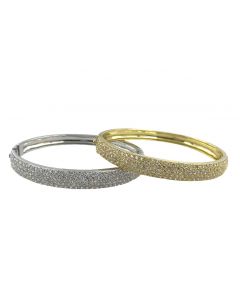 Estate Vintage Collection of (2) Two Tone Gold and Diamond Bangle Bracelets 