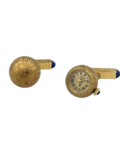 Estate Vintage Yellow Gold Watch Cufflinks by Lucien Piccard