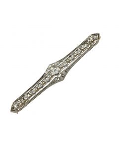 Estate Art Deco White Gold and Diamond Bar Brooch 