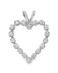 Estate Vintage White Gold and Diamond Heart Pendant