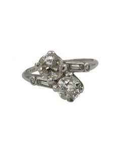 Estate Vintage Two Stone Diamond Ring 