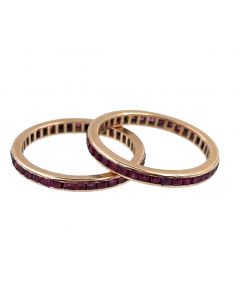 Estate Vintage Collection of (2) Rose Gold and Ruby Ring Guards 