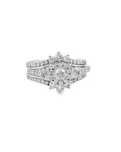Estate Vintage White Gold and Diamond Engagement and Wedding Ring Suite