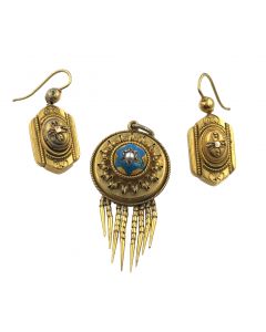 Estate Victorian Pendant and Earrings Set  
