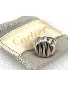 Estate Vintage Cartier Sterling Silver and Gold Ring 