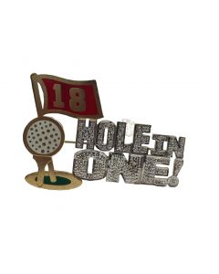 Estate Vintage Yellow Gold and Diamond "HOLE IN ONE" Brooch