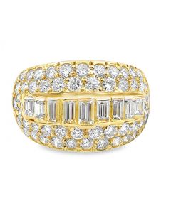 Estate Vintage Yellow Gold and Diamond Domed Ring 