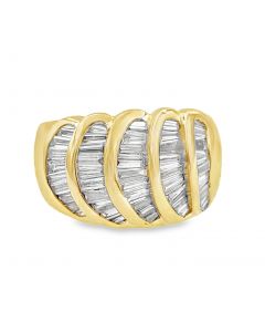 Estate Yellow Gold and Channel Set Diamond Scalloped Ring by Nova 