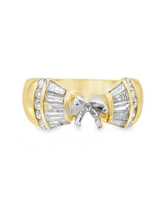 Estate Vintage Yellow Gold and Diamond Semi Mount Ring 