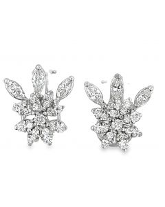 Estate Vintage White Gold and Diamond Earrings