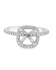 Estate Vintage White Gold and Diamond Semi Mount Ring  