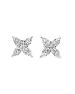 Estate White Gold Diamond "X" Earrings 