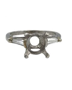 Estate Vintage Platinum Diamond Semi Mount Ring 
