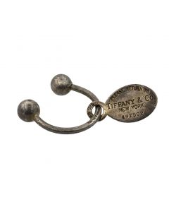 Please Return To Tiffany & Co Sterling Silver Oval Tag Key Ring Holder