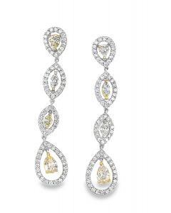 Estate Vintage Gold and Diamond Chandelier Style Ear Pendants 