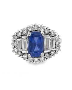 Estate Vintage Gold, Diamond and Sapphire Ring 
