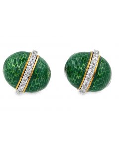 Estate Vintage Yellow Gold and Enamel Cufflinks