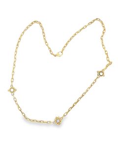 Estate Gold and Diamond Textured Oval Link Necklace 