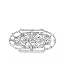 Estate Art Deco Platinum Gold and Diamond Open Frame Brooch