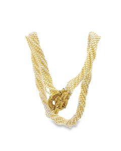 Estate Multi Stand Pearl and Gold Necklace 