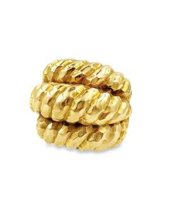 Estate Vintage Yellow Gold Hand Hammered Domed Ring by David Webb