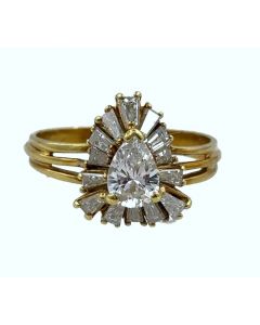 Vintage 18K Yellow Gold Diamond Cocktail Ring.