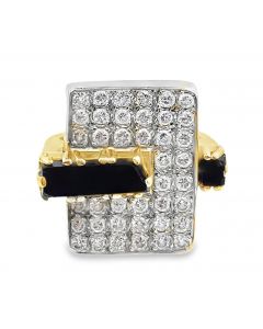 Estate Vintage Gold Diamond and Onyx Fashion Ring