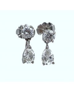 Estate Vintage White Gold and Diamond Ear Pendants 