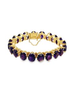 Vintage 14K Yellow Gold Siberian Amethyst Bracelet.